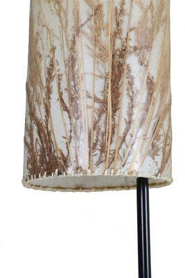 Mid-Century Teak and Steel Floor Lamp with Wild Grass Lampshades, 1960s-NIX-1802433