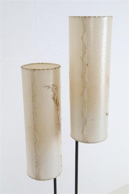 Mid-Century Teak and Steel Floor Lamp with Wild Grass Lampshades, 1960s-NIX-1802433