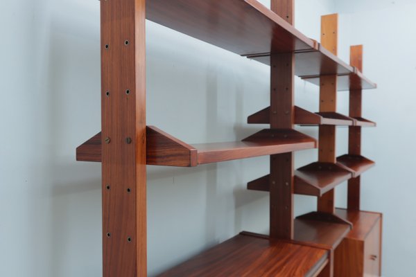 Mid-Century Teak Bookcase with Folding Desk, 1950s-ZQ-2020292