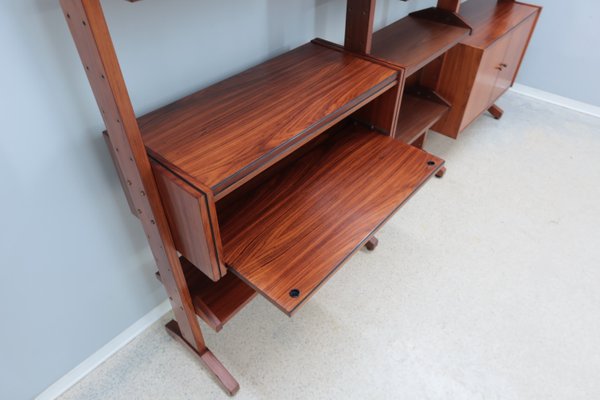 Mid-Century Teak Bookcase with Folding Desk, 1950s-ZQ-2020292