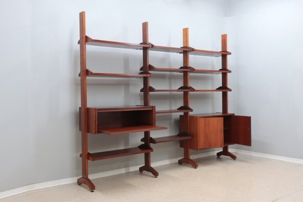 Mid-Century Teak Bookcase with Folding Desk, 1950s-ZQ-2020292