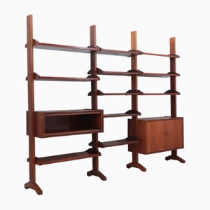 Mid-Century Teak Bookcase with Folding Desk, 1950s-ZQ-2020292