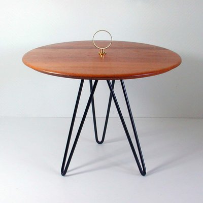 Mid-Century Teak, Brass & Cast Iron Tripod Side Table from Digsmed, Denmark-OE-897817