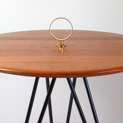 Mid-Century Teak, Brass & Cast Iron Tripod Side Table from Digsmed, Denmark-OE-897817