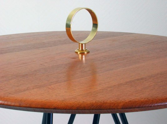 Mid-Century Teak, Brass & Cast Iron Tripod Side Table from Digsmed, Denmark-OE-897817