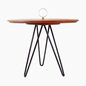 Mid-Century Teak, Brass & Cast Iron Tripod Side Table from Digsmed, Denmark-OE-897817