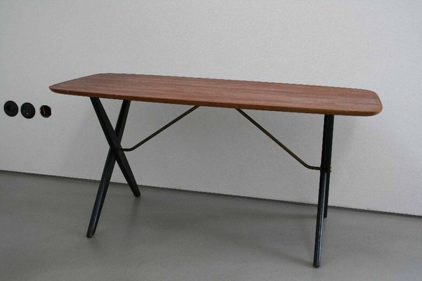 Mid-Century Teak & Brass Coffee Table, 1960s-FJP-1771556