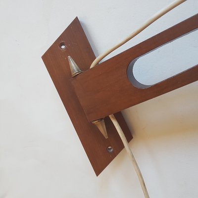 Mid-Century Teak & Brass Swing Arm Wall Lamp-NUX-1162462