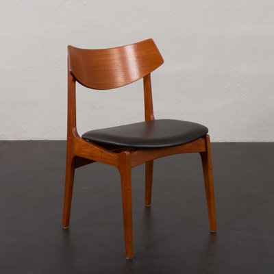 Mid-Century Teak Chairs with Black Aniline Leather Seats by Funder-Schmidt & Madsen, Denmark, 1960s, Set of 4-UE-1764423