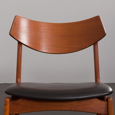 Mid-Century Teak Chairs with Black Aniline Leather Seats by Funder-Schmidt & Madsen, Denmark, 1960s, Set of 4-UE-1764423