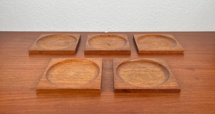 Mid-Century Teak Coasters, 1960s, Set of 5-UAH-2036098