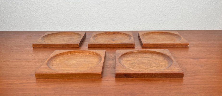 Mid-Century Teak Coasters, 1960s, Set of 5-UAH-2036098