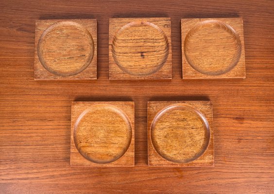 Mid-Century Teak Coasters, 1960s, Set of 5-UAH-2036098