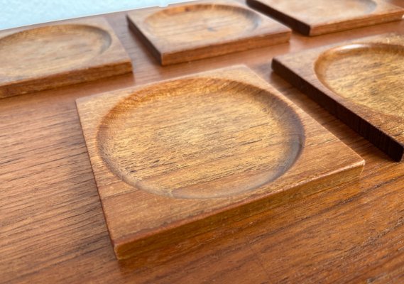 Mid-Century Teak Coasters, 1960s, Set of 5-UAH-2036098