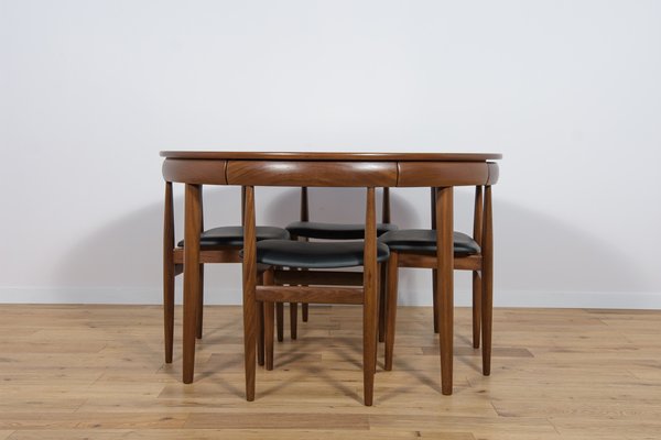 Mid-Century Teak Dining Table & Chairs by Hans Olsen for Frem Røjle, 1960s, Set of 5-NIT-1608102