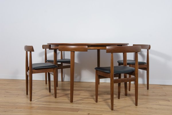 Mid-Century Teak Dining Table & Chairs by Hans Olsen for Frem Røjle, 1960s, Set of 5-NIT-1608102