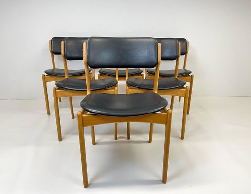 Mid-Century Teak & Oak-Leather OD49 Dining Chairs by Erik Buch, Denmark, 1960s, Set of 6-UYK-890152