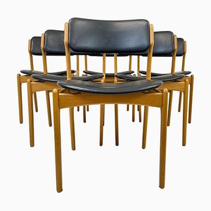 Mid-Century Teak & Oak-Leather OD49 Dining Chairs by Erik Buch, Denmark, 1960s, Set of 6-UYK-890152