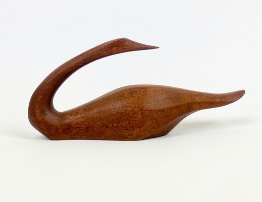 Mid-Century Teak Swan Figurine by Léo Gervais, 1960s-ZCY-2021443