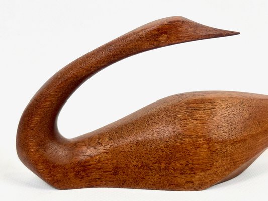 Mid-Century Teak Swan Figurine by Léo Gervais, 1960s-ZCY-2021443