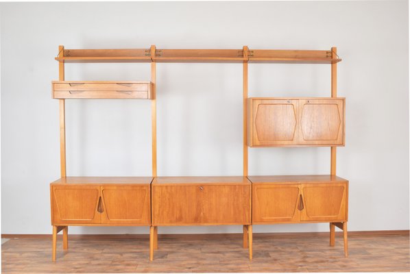 Mid-Century Teak Wall Unit by Kjell Riise for Rival Brodrene Jatogs, 1960s, Set of 3-LOT-2024438