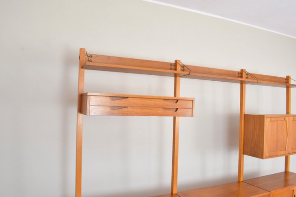 Mid-Century Teak Wall Unit by Kjell Riise for Rival Brodrene Jatogs, 1960s, Set of 3-LOT-2024438