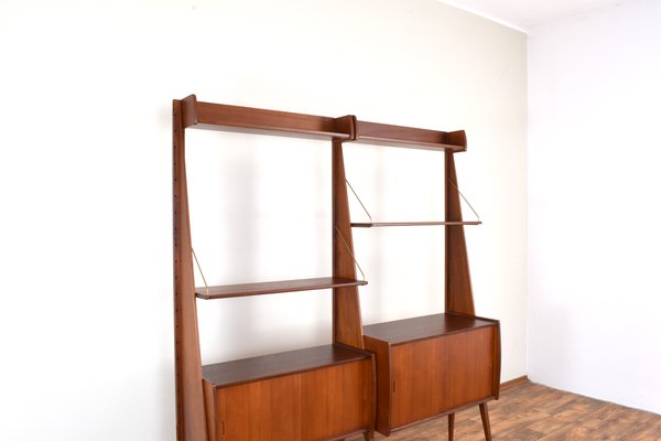 Mid-Century Teak Wall Unit Panto by Einar Raknes & Sønner Møbelfabrikk a/S, 1970s, Set of 2-LOT-2032099