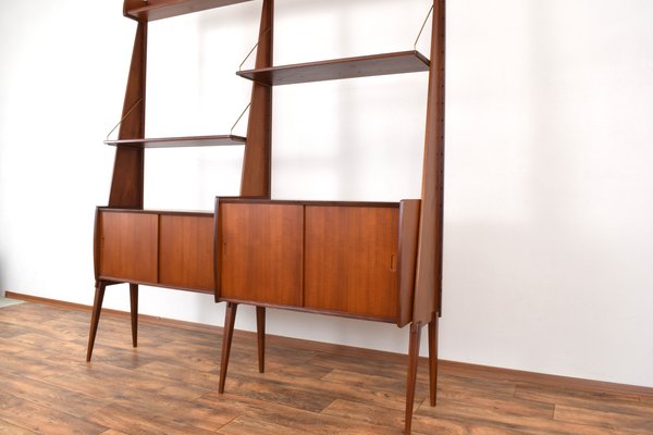 Mid-Century Teak Wall Unit Panto by Einar Raknes & Sønner Møbelfabrikk a/S, 1970s, Set of 2-LOT-2032099