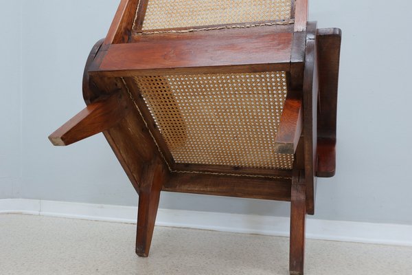 Mid-Century Teak Wood and Vienna Straw Armchair, 1950s-ZQ-1770605