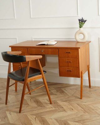 Mid-Century Teak Writing Desk with Drawers, Sweden, 1960s-WZU-2033733