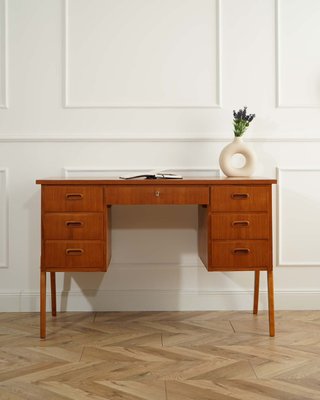 Mid-Century Teak Writing Desk with Drawers, Sweden, 1960s-WZU-2033733