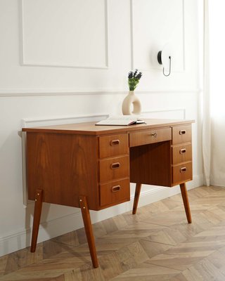 Mid-Century Teak Writing Desk with Drawers, Sweden, 1960s-WZU-2033733