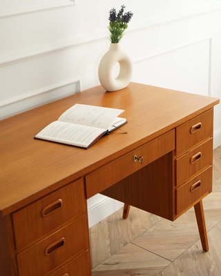 Mid-Century Teak Writing Desk with Drawers, Sweden, 1960s-WZU-2033733