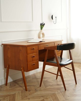 Mid-Century Teak Writing Desk with Drawers, Sweden, 1960s-WZU-2033733