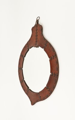 Mid-Century Teardrop Wall Mirror in Leather in the style of Jacques Adnet, Italy, 1960s-LYQ-1784878