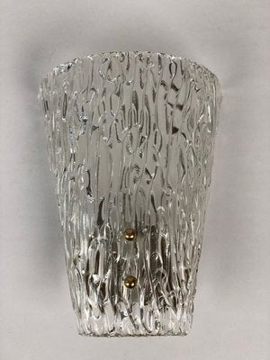 Mid-Century Textured Glass and Brass Wall Lights from J.T. Kalmar, 1950s, Set of 2-BAF-763551