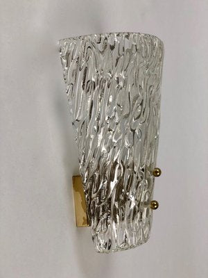 Mid-Century Textured Glass and Brass Wall Lights from J.T. Kalmar, 1950s, Set of 2-BAF-763551