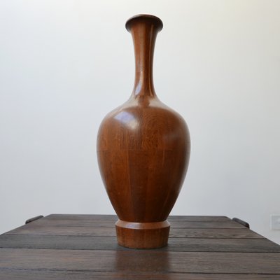 Mid-Century Turned Wood Vase by Maurice Bonami-JRP-702557