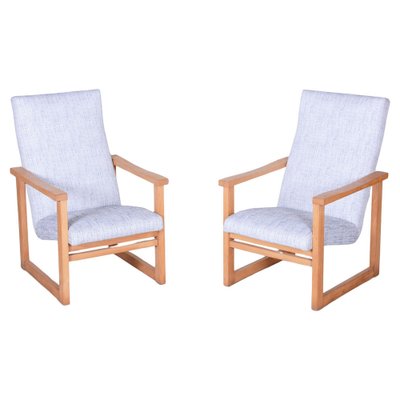 Mid-Century Upholstered Beech Armchairs, Former Czechoslovakia, 1960s, Set of 2-WHY-1791106