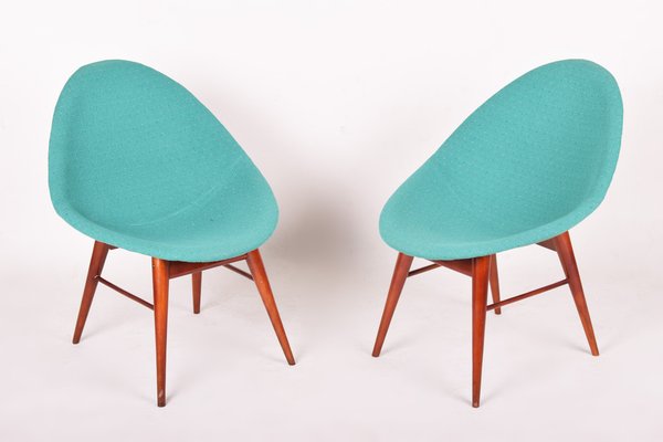 Mid-Century Upholstered Beech Chairs attributed to Miroslav Navrátil, Former Czechoslovakia, 1960s, Set of 2-WHY-1790701