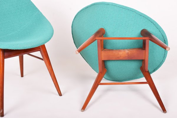 Mid-Century Upholstered Beech Chairs attributed to Miroslav Navrátil, Former Czechoslovakia, 1960s, Set of 2-WHY-1790701