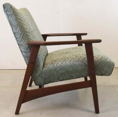 Mid-Century Upholstered Teak Armchair-FYZ-1717830