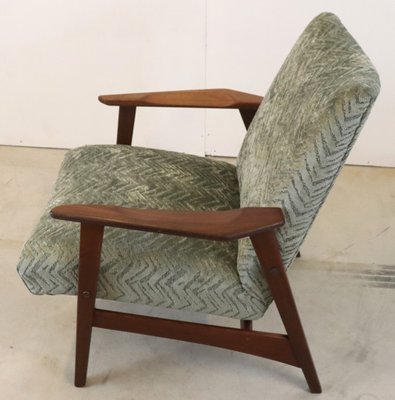 Mid-Century Upholstered Teak Armchair-FYZ-1717830