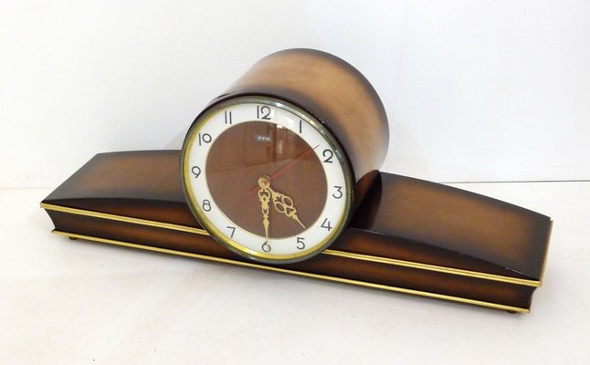 Mid-Century Varnished Wooden Clock from FFR-RNR-836729