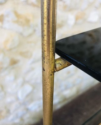 Mid-Century Vintage Brass and Glass Side Table with Shelf and Magazine Rack, 1960s-OJT-1275911