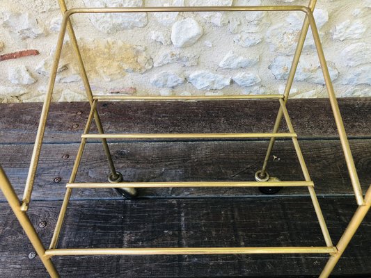 Mid-Century Vintage Brass and Glass Side Table with Shelf and Magazine Rack, 1960s-OJT-1275911