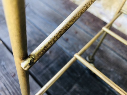 Mid-Century Vintage Brass and Glass Side Table with Shelf and Magazine Rack, 1960s-OJT-1275911