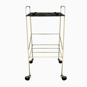 Mid-Century Vintage Brass and Glass Side Table with Shelf and Magazine Rack, 1960s-OJT-1275911