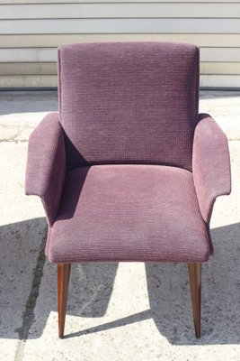 Mid-Century Violet Velvet & Corduroy Armchairs, 1950s, Set of 2-XIJ-1748927