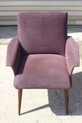 Mid-Century Violet Velvet & Corduroy Armchairs, 1950s, Set of 2-XIJ-1748927